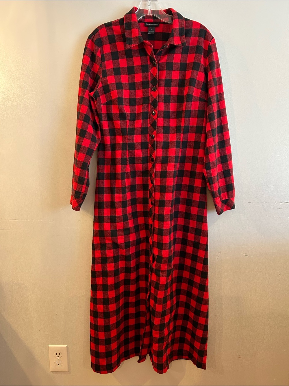 Y2K Victoria Secret Moda International buffalo plaid flannel maxi dress duster